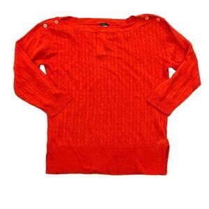 NWT J. Crew Womens 100% Linen Cable Knit Sweater Sz L Orange Light